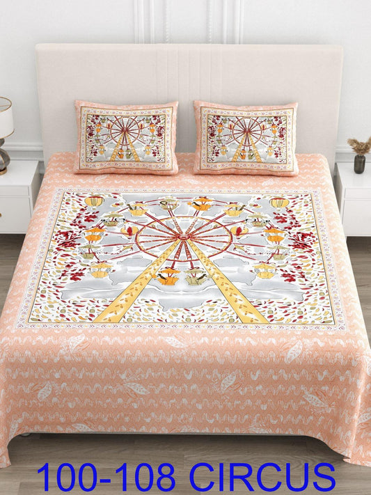 Cotton Viscose Blend Autoloom Bedsheet with Pillow Covers (100x108 Inches)