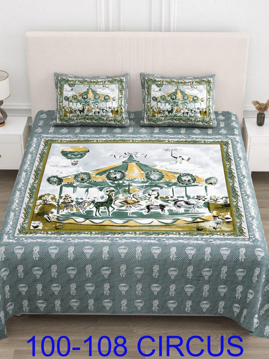 Cotton Viscose Blend Autoloom Bedsheet with Pillow Covers (100x108 Inches)