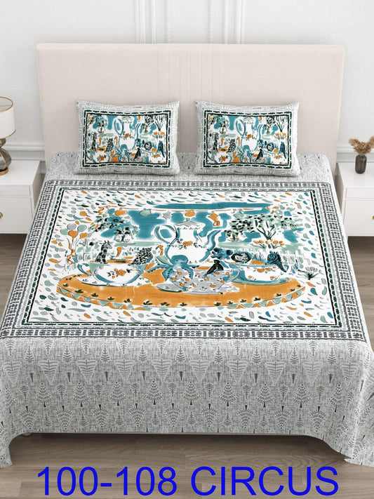 Cotton Viscose Blend Autoloom Bedsheet with Pillow Covers (100x108 Inches)