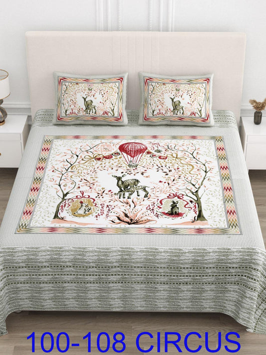 Cotton Viscose Blend Autoloom Bedsheet with Pillow Covers (100x108 Inches)