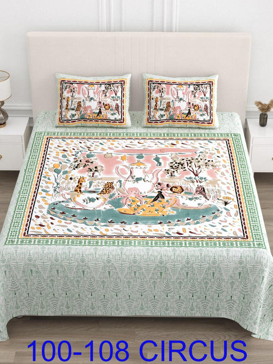 Cotton Viscose Blend Autoloom Bedsheet with Pillow Covers (100x108 Inches)