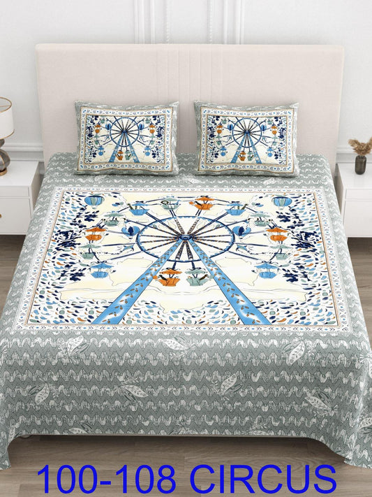 Cotton Viscose Blend Autoloom Bedsheet with Pillow Covers (100x108 Inches)