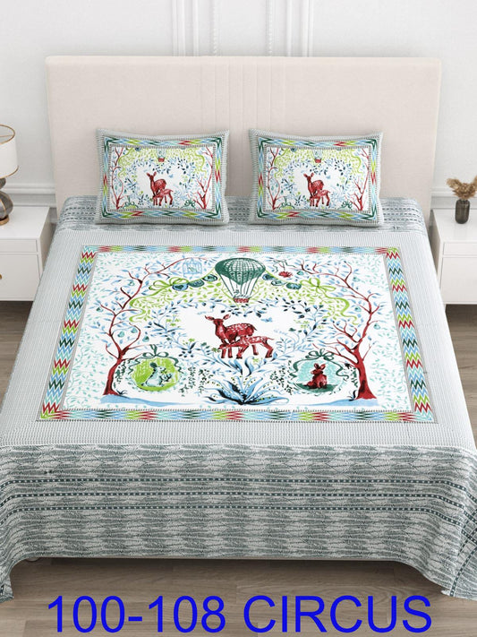 Cotton Viscose Blend Autoloom Bedsheet with Pillow Covers (100x108 Inches)