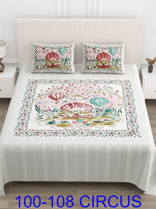 Cotton Viscose Blend Autoloom Bedsheet with Pillow Covers (100x108 Inches)