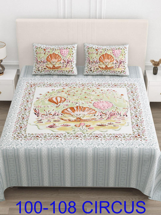 Cotton Viscose Blend Autoloom Bedsheet with Pillow Covers (100x108 Inches)