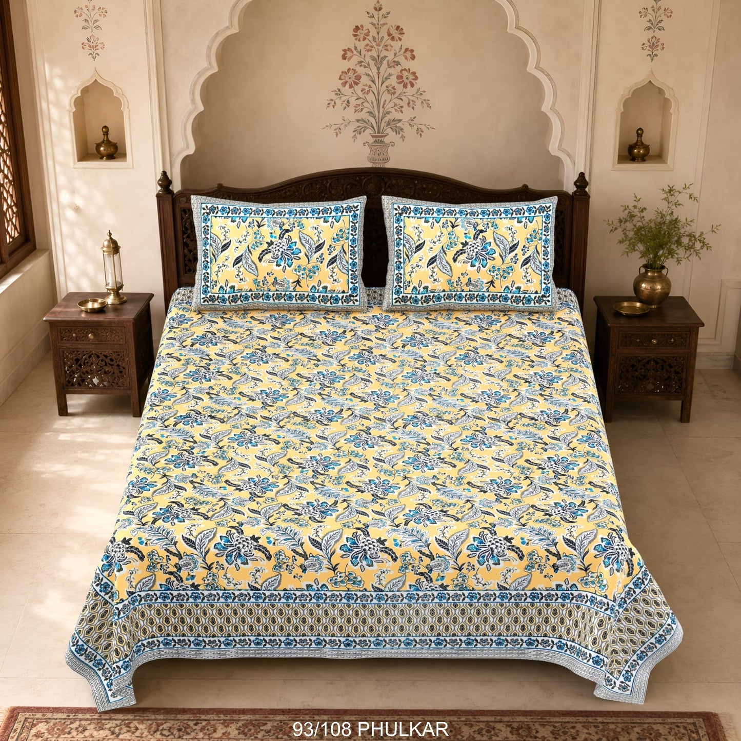 Cotton Viscose Blend Autoloom Double Bedsheet with 2 Zipper Pillow Covers (90 × 108 Inches)