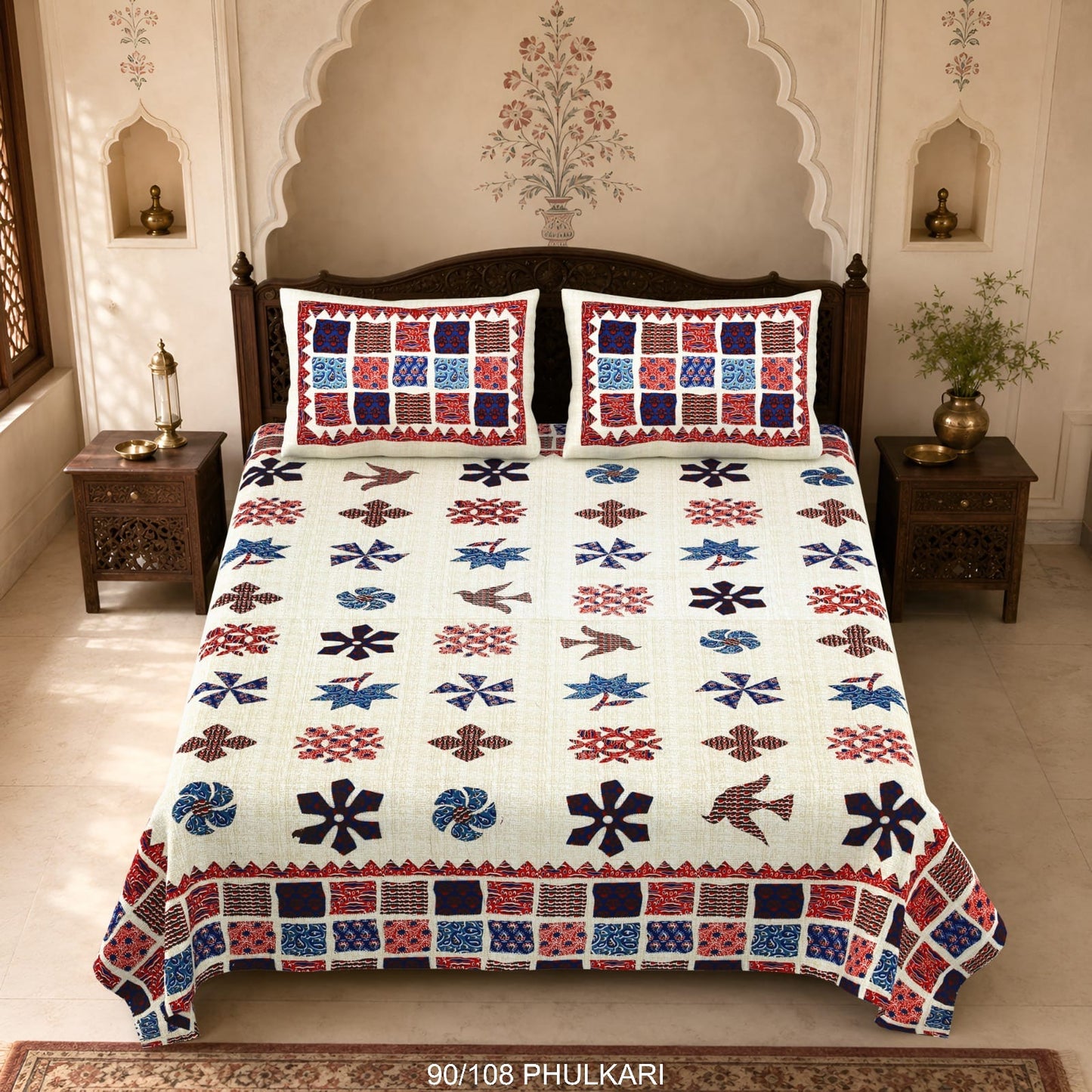 Cotton Viscose Blend Autoloom Double Bedsheet with 2 Zipper Pillow Covers (90 × 108 Inches)