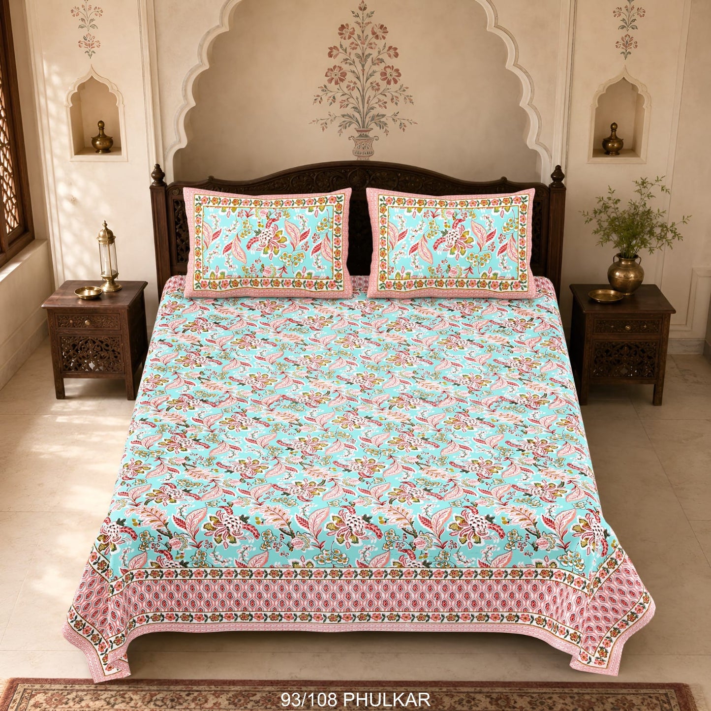 Cotton Viscose Blend Autoloom Double Bedsheet with 2 Zipper Pillow Covers (90 × 108 Inches)
