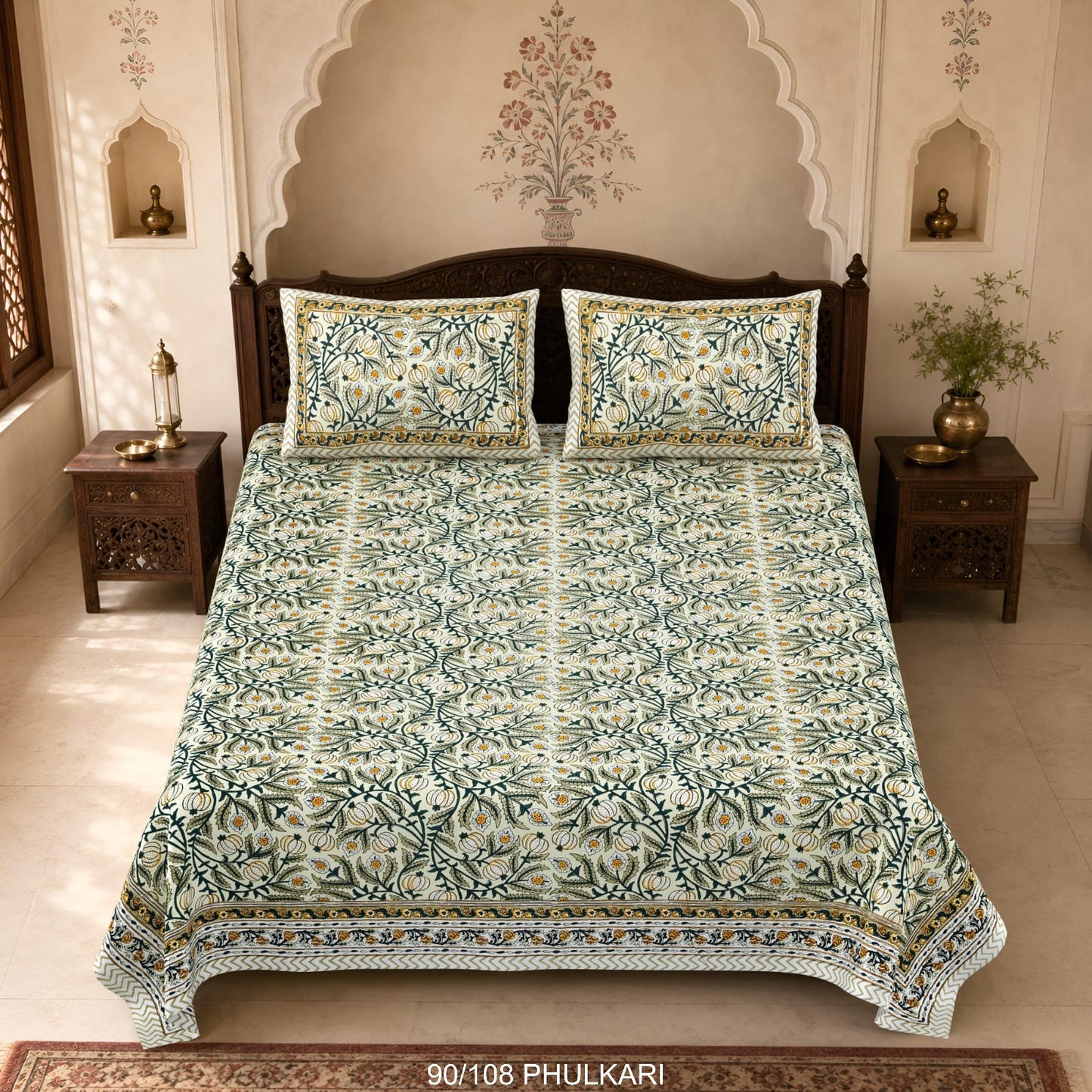 Cotton Viscose Blend Autoloom Double Bedsheet with 2 Zipper Pillow Covers (90 × 108 Inches)