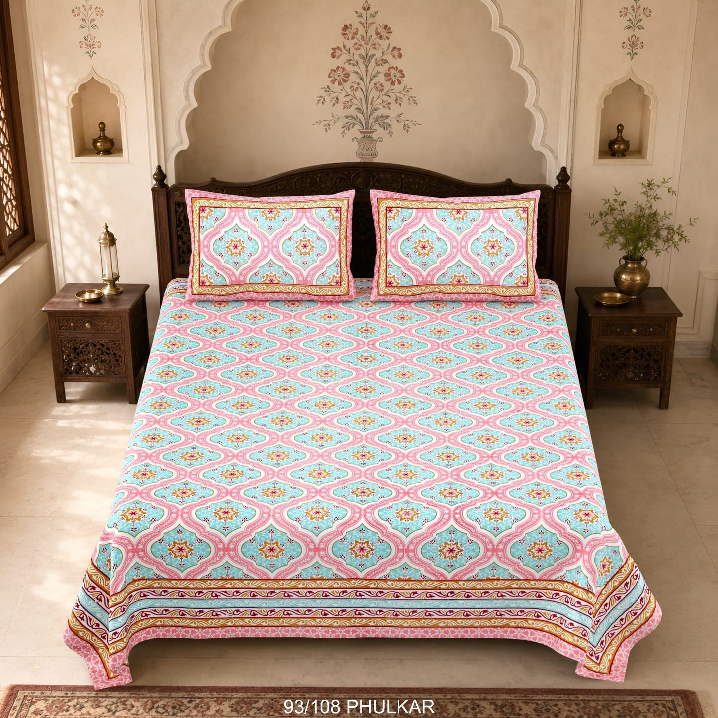 Cotton Viscose Blend Autoloom Double Bedsheet with 2 Zipper Pillow Covers (90 × 108 Inches)