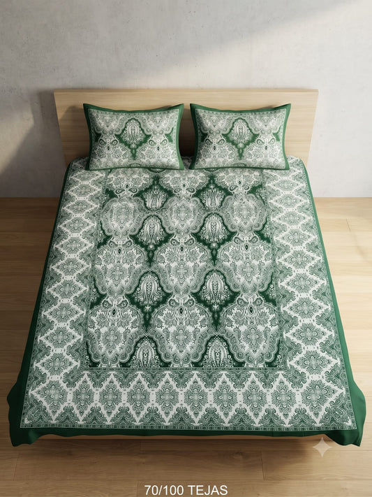 Cotton Viscose Blend Bedsheet with 2 Pillow Covers