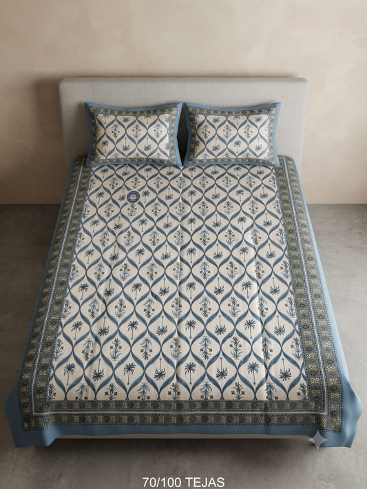 Cotton Viscose Blend Bedsheet with 2 Pillow Covers