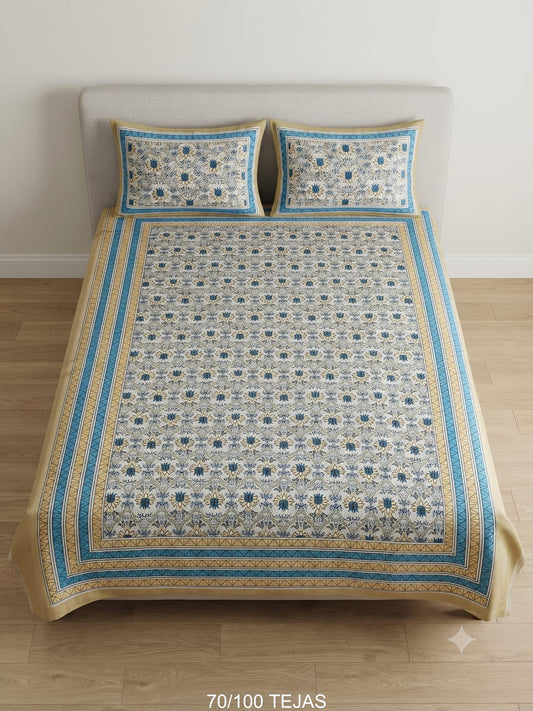 Cotton Viscose Blend Bedsheet with 2 Pillow Covers