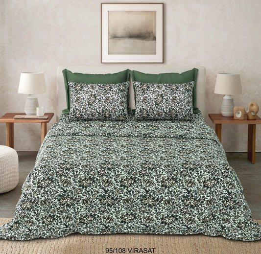 Cotton-Viscose Blend Double Bedsheet with 2 Pillow Covers (95 x 108 Inches)