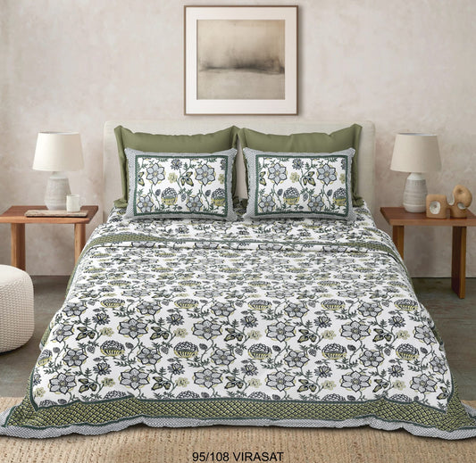 Cotton-Viscose Blend Double Bedsheet with 2 Pillow Covers