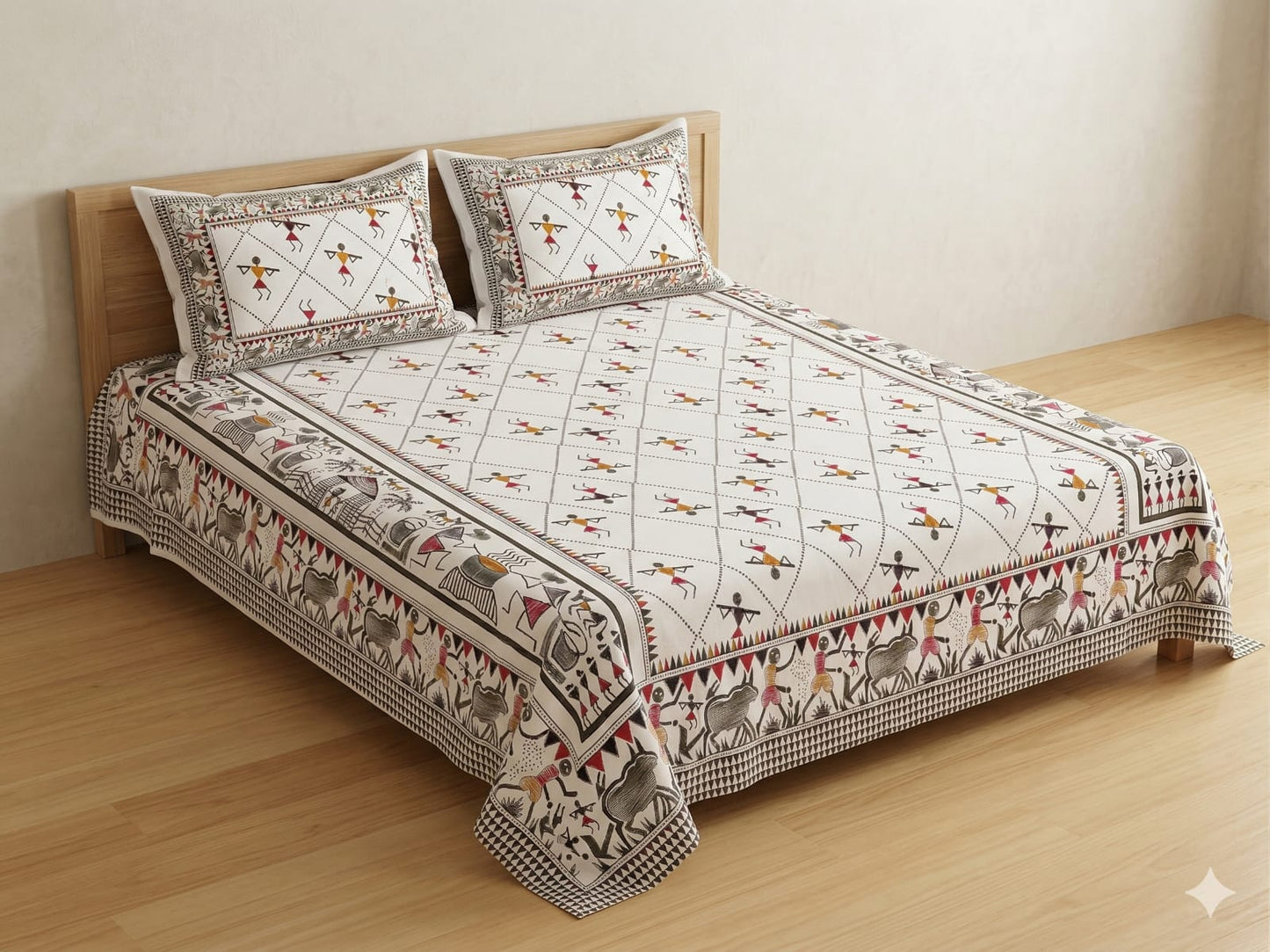 Cotton-Viscose Blend Double Bedsheet with 2 Pillow Covers
