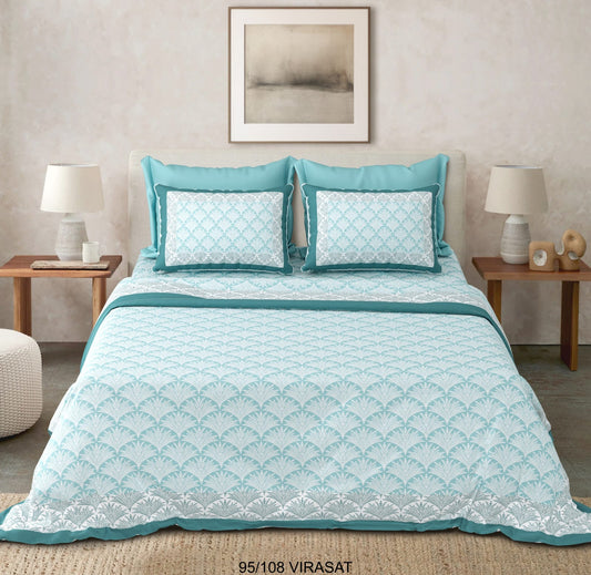 Cotton-Viscose Blend Double Bedsheet with 2 Pillow Covers