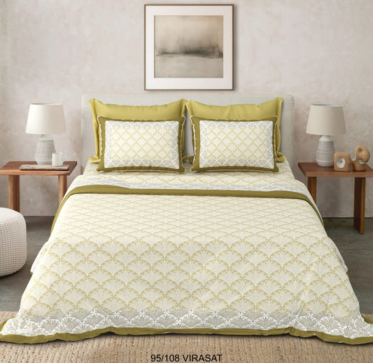 Cotton-Viscose Blend Double Bedsheet with 2 Pillow Covers