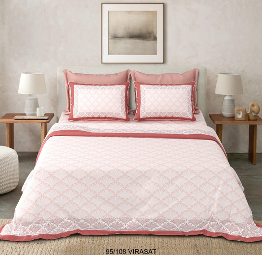 Cotton-Viscose Blend Double Bedsheet with 2 Pillow Covers