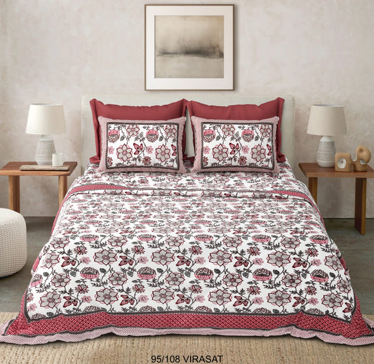 Cotton-Viscose Blend Double Bedsheet with 2 Pillow Covers