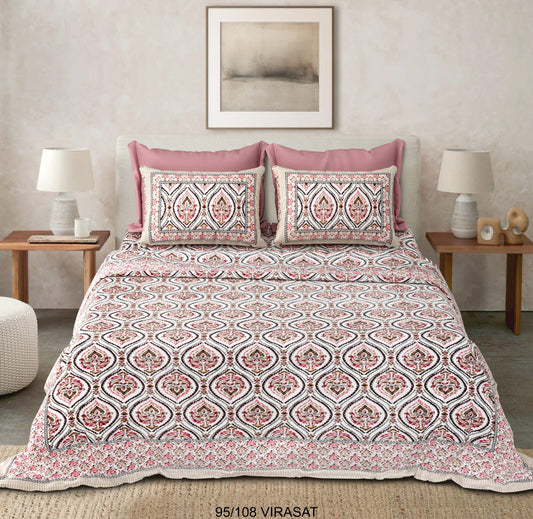 Cotton-Viscose Blend Double Bedsheet with 2 Pillow Covers