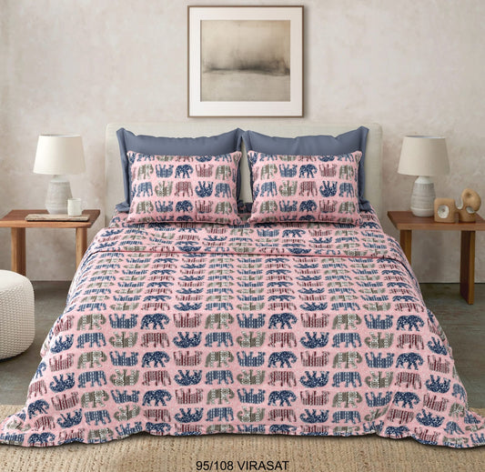Cotton-Viscose Blend Double Bedsheet with 2 Pillow Covers