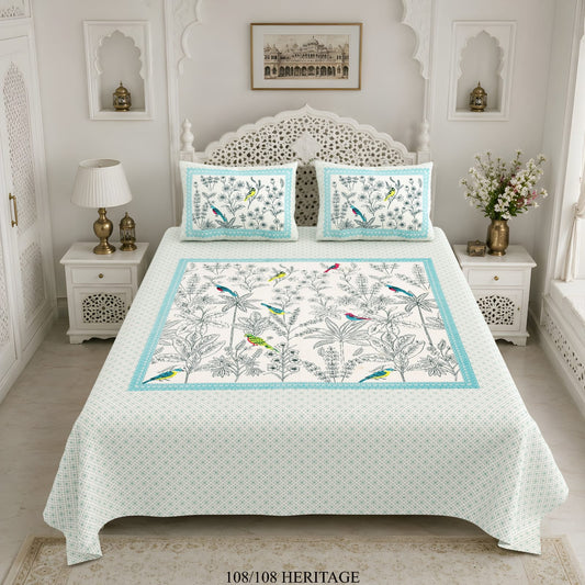 Cotton Viscose Blend King Size Bedsheet (108×108 Inches) with 2 Pillow Covers