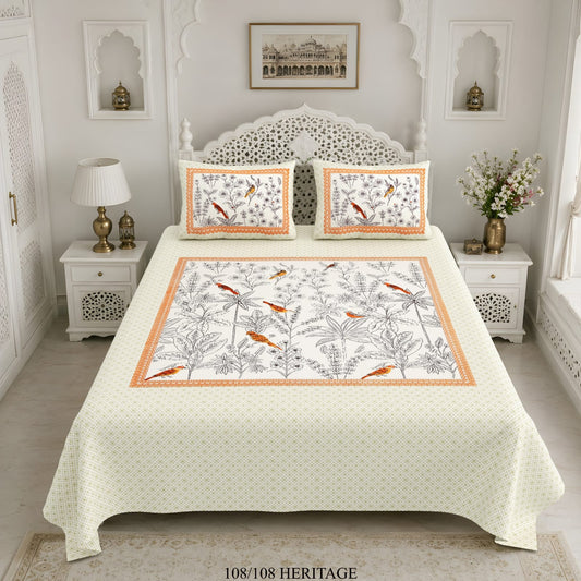 Cotton Viscose Blend King Size Bedsheet (108×108 Inches) with 2 Pillow Covers
