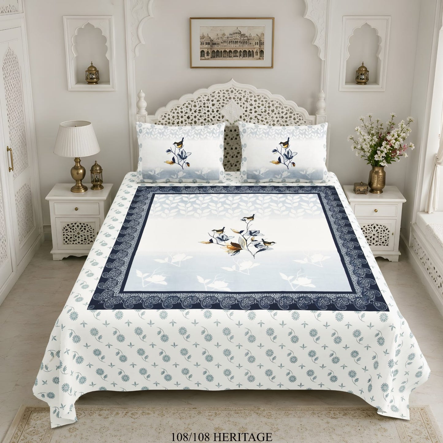 Cotton Viscose Blend King Size Bedsheet (108×108 Inches) with 2 Pillow Covers