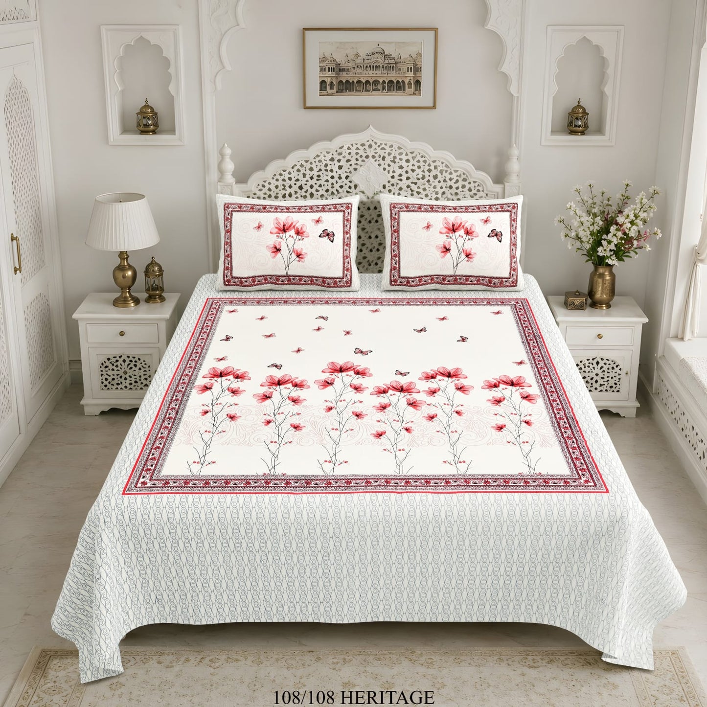 Cotton Viscose Blend King Size Bedsheet (108×108 Inches) with 2 Pillow Covers