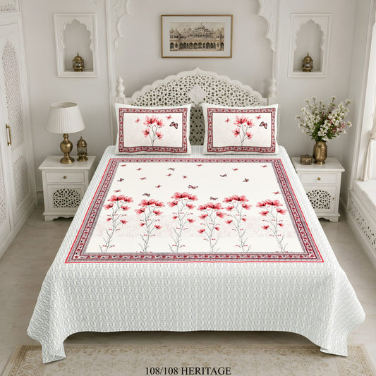 Cotton Viscose Blend King Size Bedsheet (108×108 Inches) with 2 Pillow Covers