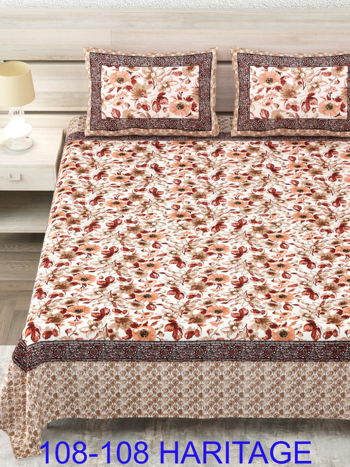 Cotton Viscose Blend King Size Bedsheet (108×108 Inches) with 2 Pillow Covers