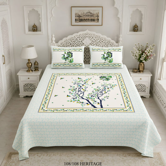 Cotton Viscose Blend King Size Bedsheet (108×108 Inches) with 2 Pillow Covers