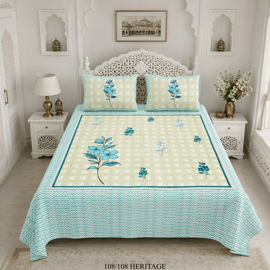 Cotton Viscose Blend King Size Bedsheet (108×108 Inches) with 2 Pillow Covers
