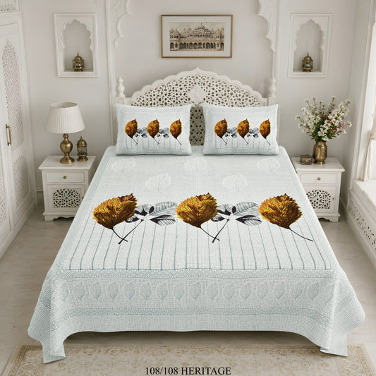 Cotton Viscose Blend King Size Bedsheet (108×108 Inches) with 2 Pillow Covers