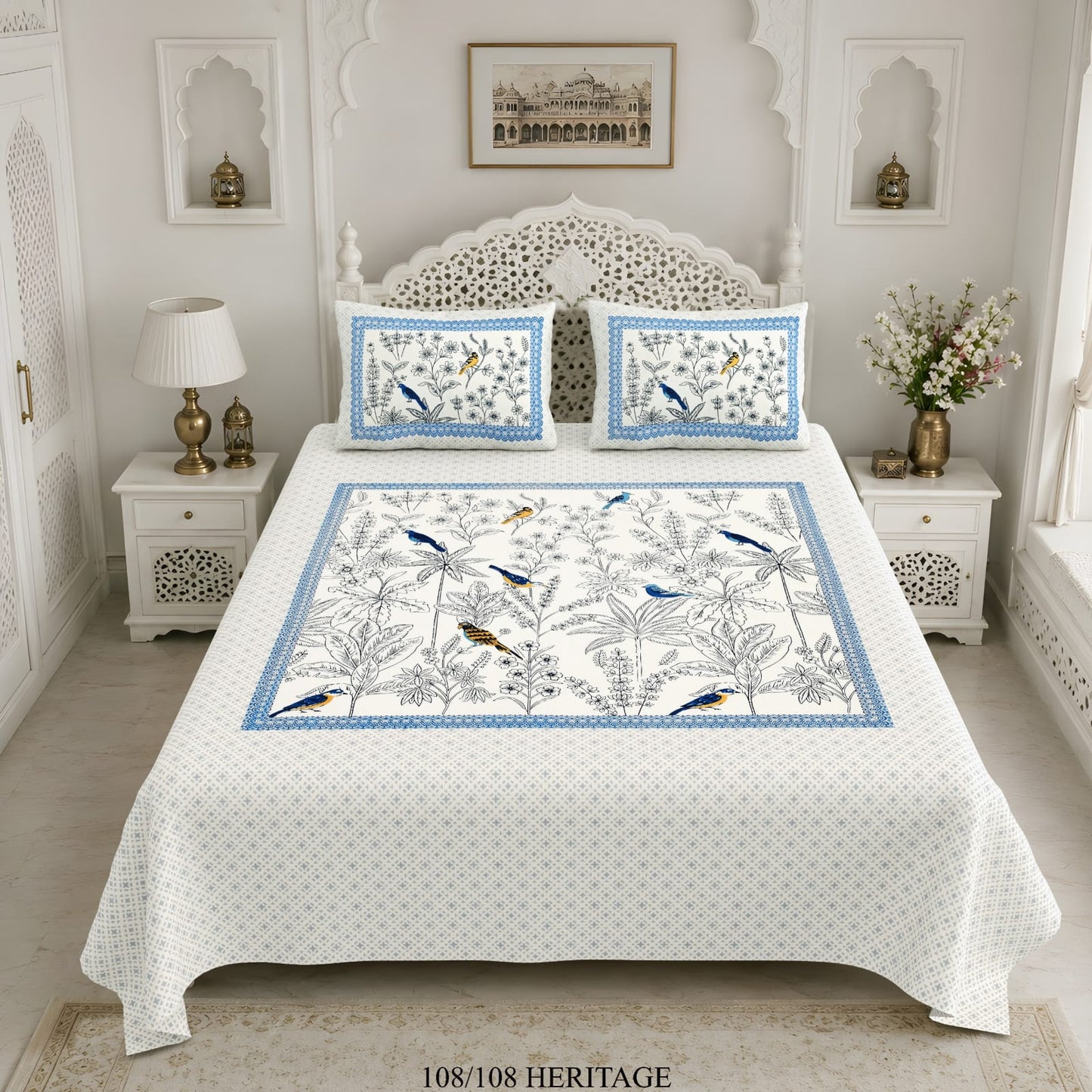 Cotton Viscose Blend King Size Bedsheet (108×108 Inches) with 2 Pillow Covers