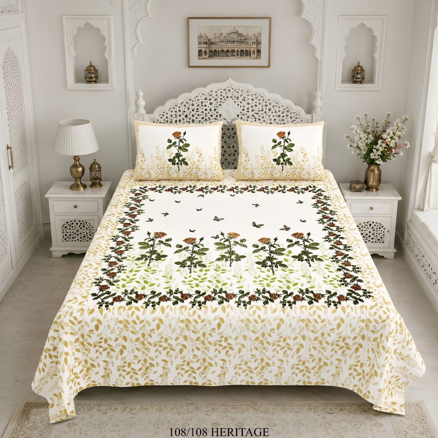 Cotton Viscose Blend King Size Bedsheet (108×108 Inches) with 2 Pillow Covers