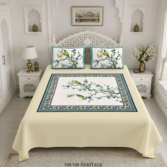 Cotton Viscose Blend King Size Bedsheet (108×108 Inches) with 2 Pillow Covers