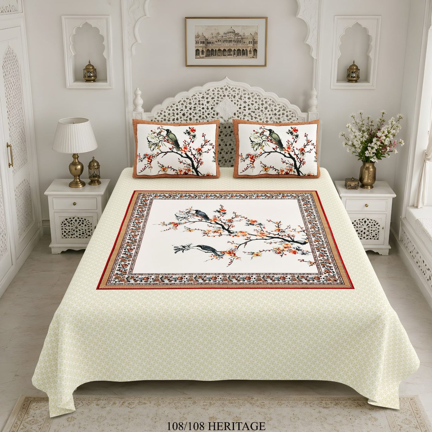 Cotton Viscose Blend King Size Bedsheet (108×108 Inches) with 2 Pillow Covers