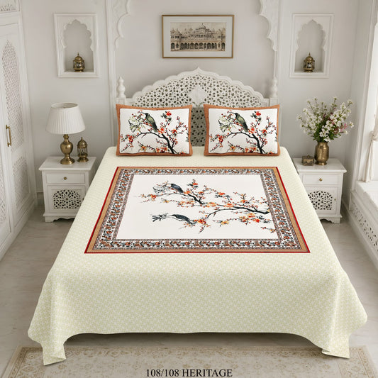 Cotton Viscose Blend King Size Bedsheet (108×108 Inches) with 2 Pillow Covers
