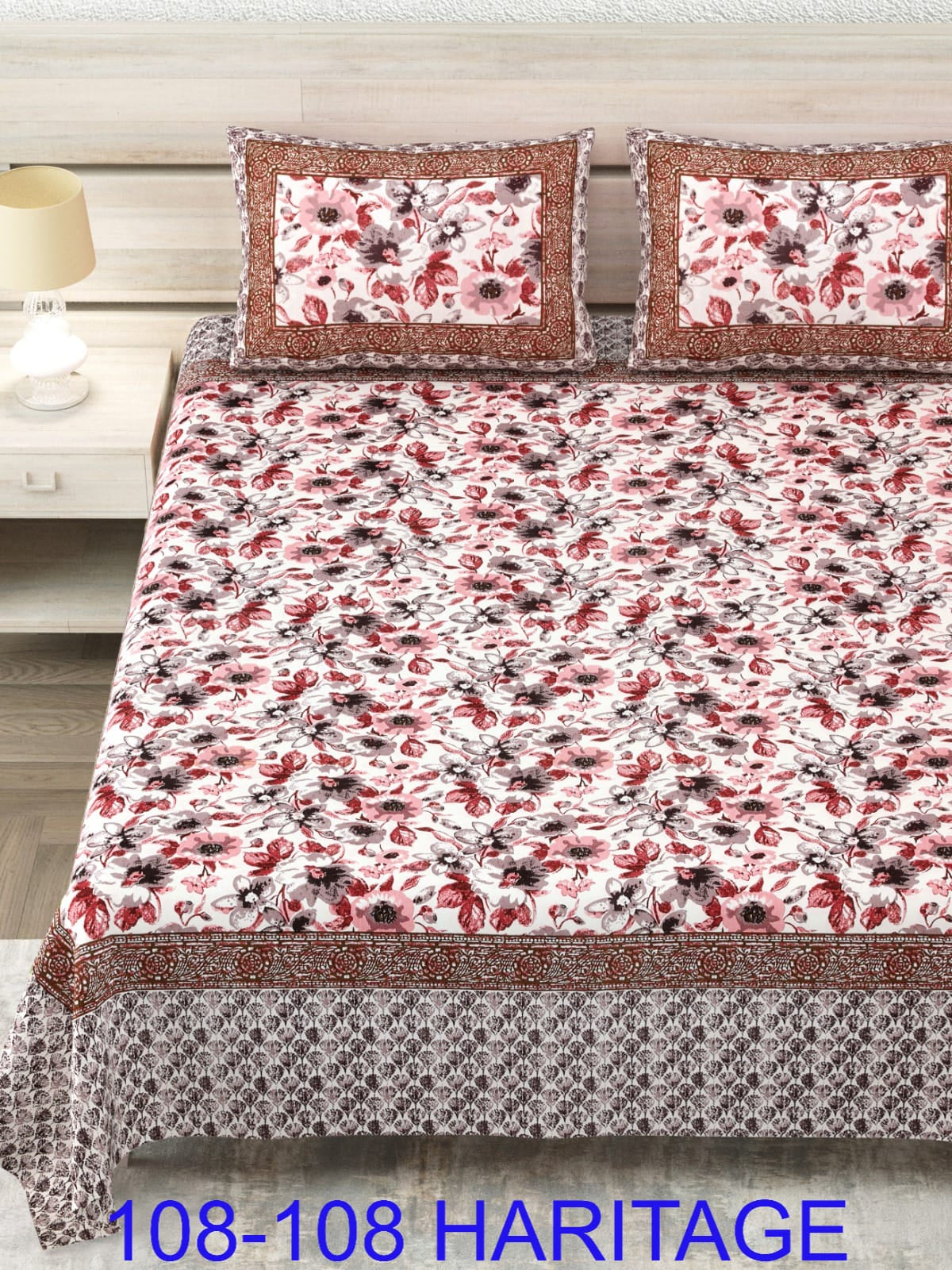 Cotton Viscose Blend King Size Bedsheet (108×108 Inches) with 2 Pillow Covers
