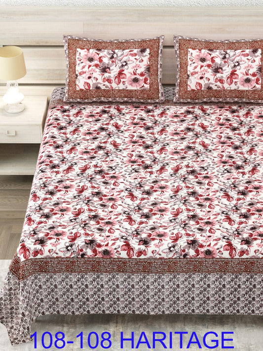 Cotton Viscose Blend King Size Bedsheet (108×108 Inches) with 2 Pillow Covers