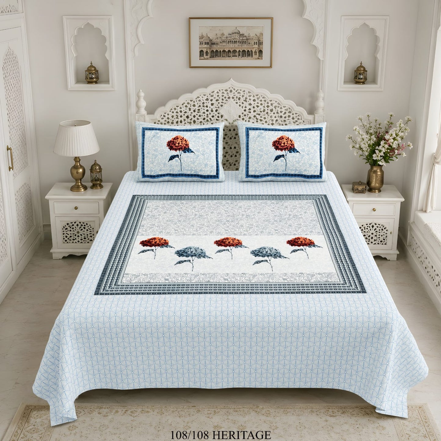 Cotton Viscose Blend King Size Bedsheet (108×108 Inches) with 2 Pillow Covers