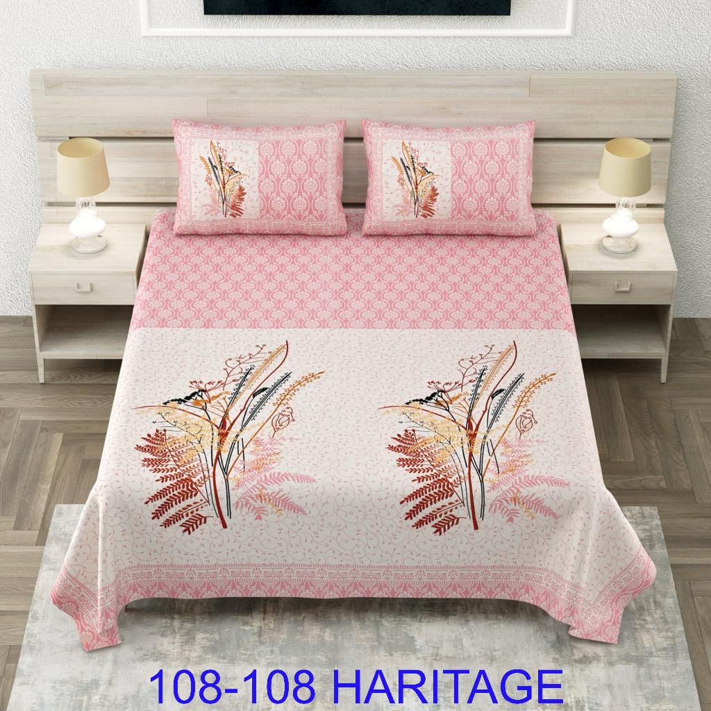 Cotton Viscose Blend King Size Bedsheet (108×108 Inches) with 2 Pillow Covers
