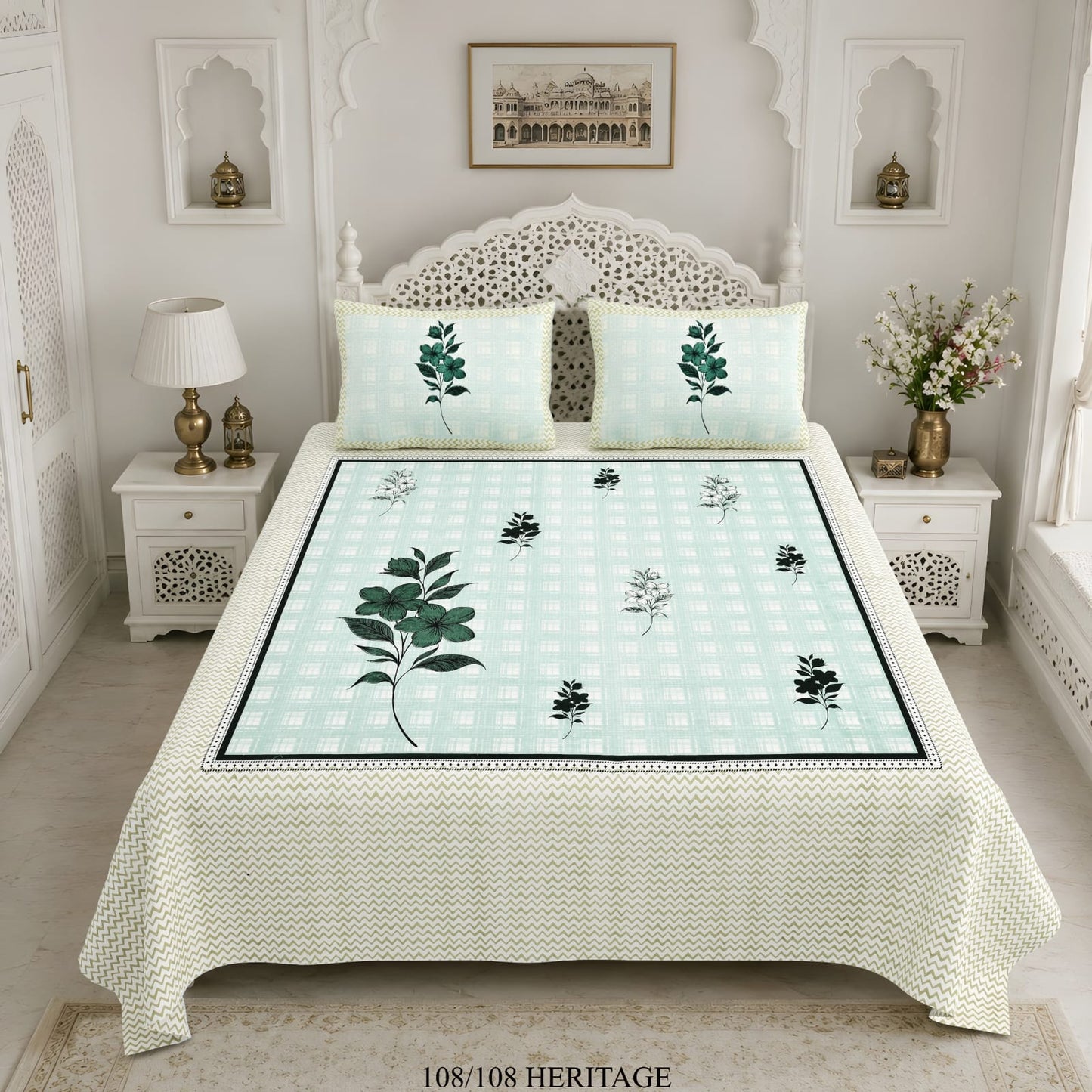 Cotton Viscose Blend King Size Bedsheet (108×108 Inches) with 2 Pillow Covers