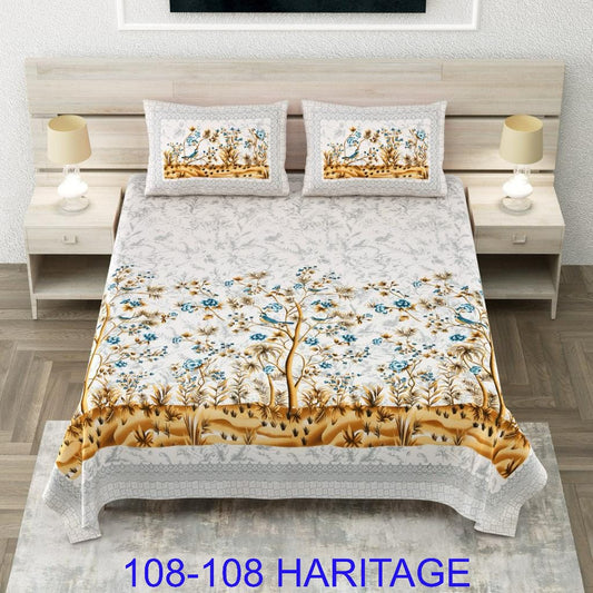 Cotton Viscose Blend King Size Bedsheet (108×108 Inches) with 2 Pillow Covers