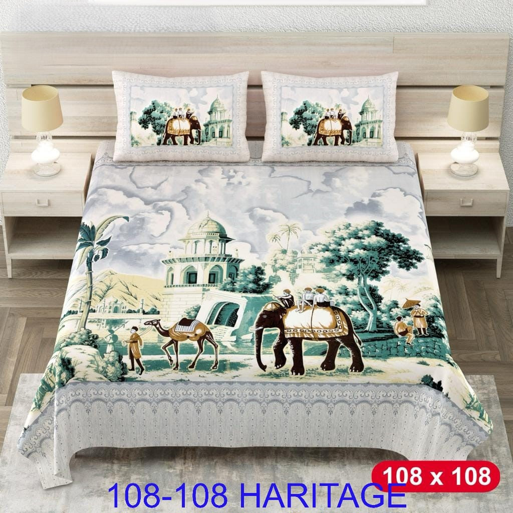 Cotton Viscose Blend King Size Bedsheet (108×108 Inches) with 2 Pillow Covers