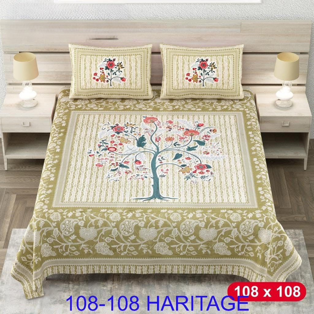 Cotton Viscose Blend King Size Bedsheet (108×108 Inches) with 2 Pillow Covers