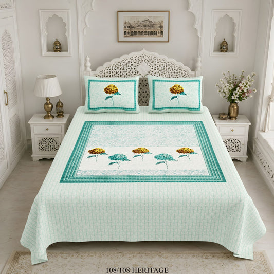 Cotton Viscose Blend King Size Bedsheet (108×108 Inches) with 2 Pillow Covers