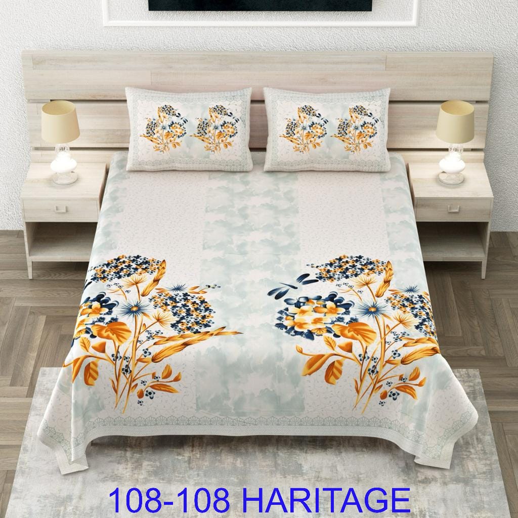 Cotton Viscose Blend King Size Bedsheet (108×108 Inches) with 2 Pillow Covers